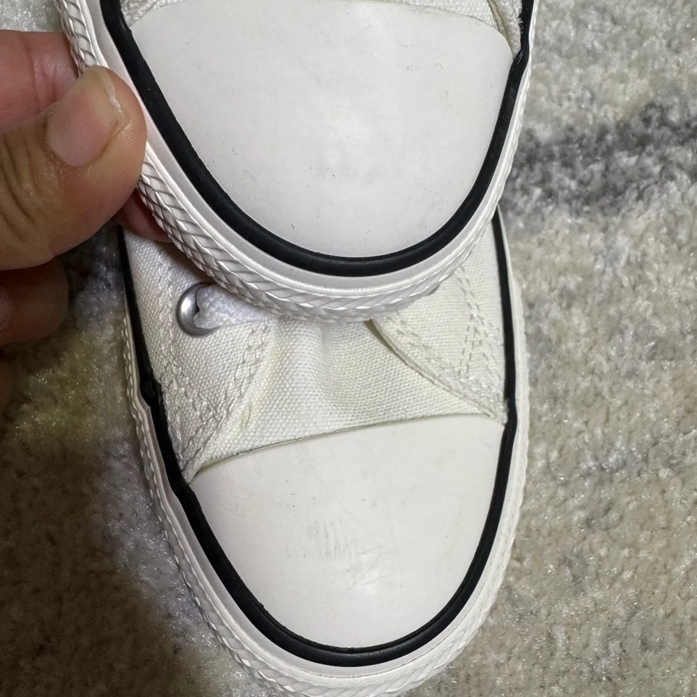 Converse White Canvas Low-Tops with Red Accents